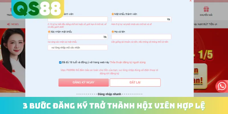3 bước đăng ký trở thành hội viên hợp lệ